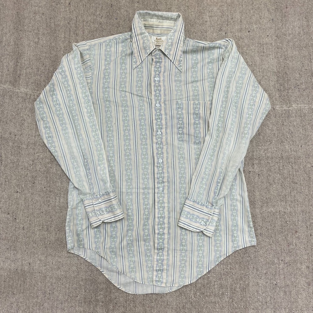 vintage Arrow button‎ up shirt mens large white 1970s kent collection